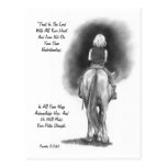 Girl On Horse, Pencil Art: Bible Verse: Proverbs Post Cards