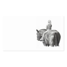 Girl on Horseback Business Card Pencil Art
