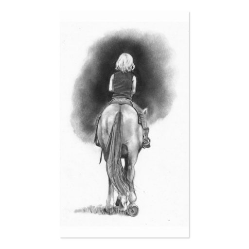 Girl on Horseback Business Card Pencil Art (front side)
