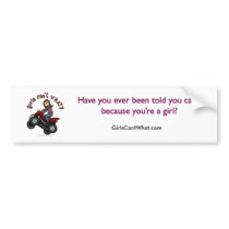 Girl on Red Four Wheeler Bumper Sticker