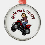 Girl on Red Four Wheeler Ornament