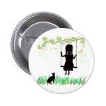 Girl on Swing with Cat buttons