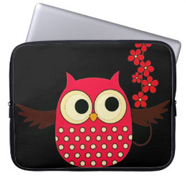 Girl Owl with Flowers Laptop Sleeve
