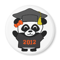 Girl Panda Black & Orange 2012 Grad Fridge Magnets