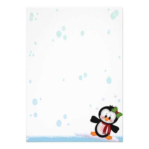 Girl Penguin Baby Shower Invitation
