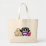Girl Penguin Building Sandcastle Canvas Bags