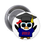 Girl Penguin Navy & Red 2012 Grad Buttons