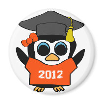 Girl Penguin Orange & White 2012 Grad Magnet