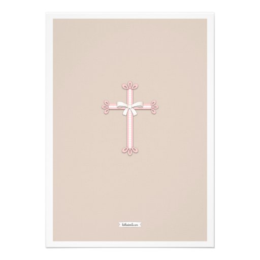 Girl Pink | Beige Photo Communion Invitation