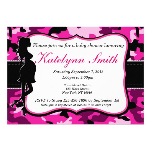 Girl Pink Camouflage Baby Shower Invitation