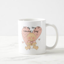 Girl Pink Hearts 1st Valentines Tshirts Coffee Mugs