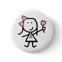 Girl & Pink Ribbon buttons