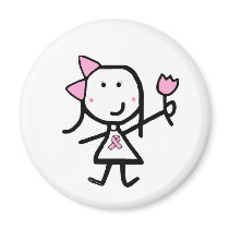 Girl & Pink Ribbon magnets