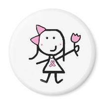 Girl & Pink Ribbon magnets