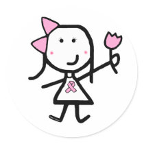 Girl & Pink Ribbon stickers