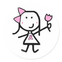 Girl & Pink Ribbon stickers