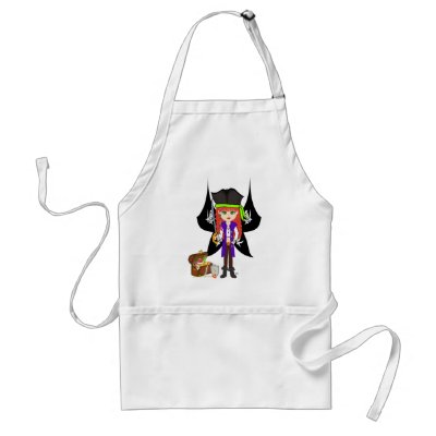 Girl Pirate Faery with Treasure and Flag Apron by KirstenEdwards
