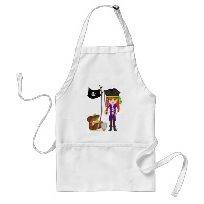 Girl Pirate with Treasure and Flag Apron by KirstenEdwards