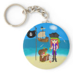 Girl Pirate with Treasure Chest Keychain