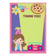 Girl Pizza Party Thank You Custom Invitation