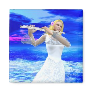 Girl Playing Flute magnet