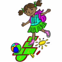 Girl Playing Hopscotch