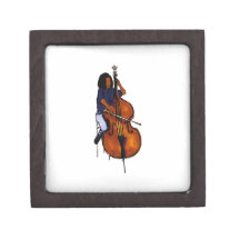 Girl playing orchestra bass blue shirt dark premium keepsake box