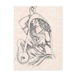 Girl playing sitar post cards
