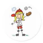 Girl Playing Softball Sticker