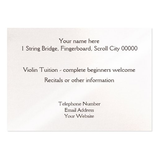 Girl playing the violin business card templates (back side)