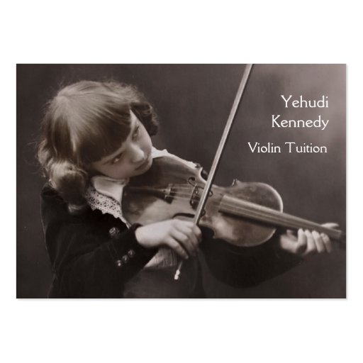Girl playing the violin business card templates (front side)