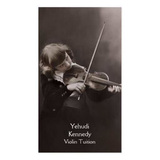 Girl playing the violin business cards