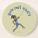 Girl Pole Vaulting - Blue (Dark) Beverage Coasters