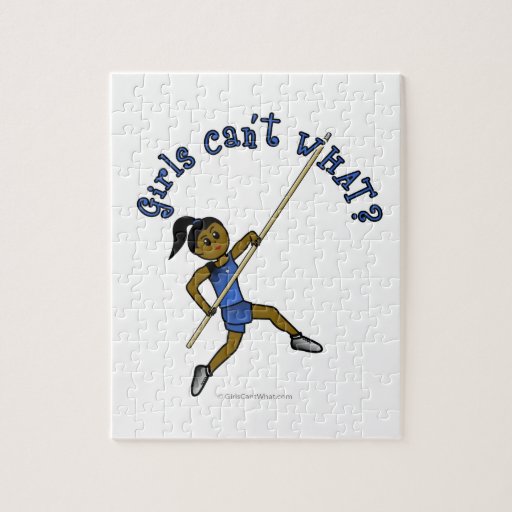 Girl Pole Vaulting - Blue (Dark) Puzzle