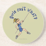 Girl Pole Vaulting - Blue (Light) Beverage Coaster