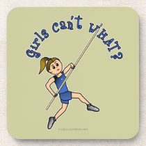 Girl Pole Vaulting - Blue (Light) Drink Coaster