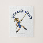 Girl Pole Vaulting - Blue (Light) Jigsaw Puzzles