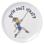 Girl Pole Vaulting - Blue (Light) Plate