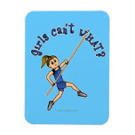 Girl Pole Vaulting - Blue (Light) Rectangular Magnets