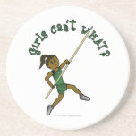 Girl Pole Vaulting - Green (Dark) Coasters