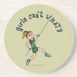 Girl Pole Vaulting - Green (Light) Beverage Coasters