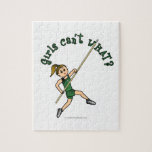Girl Pole Vaulting - Green (Light) Puzzle