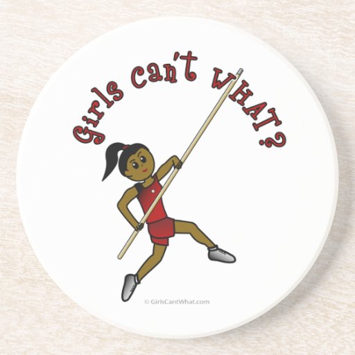 Girl Pole Vaulting - Red (Dark) Coasters