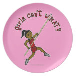 Girl Pole Vaulting - Red (Dark) Party Plates