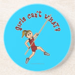Girl Pole Vaulting - Red (Light) Beverage Coasters