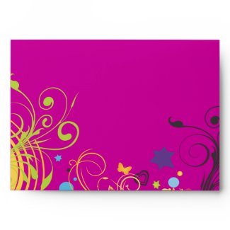 Girl Power Bright Bat Mitzvah Invitation Envelope