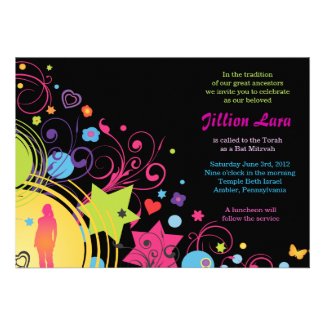 Girl Power Bright Bat Mitzvah Invitation Party