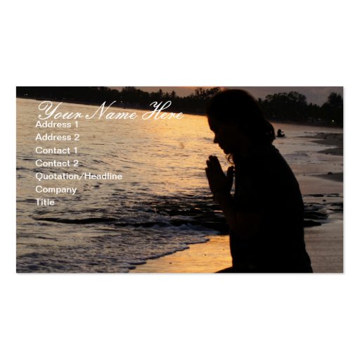 Girl Praying on the Beach Business Card (front side)