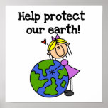 Girl Protect Our Earth T shirts and Gifts Poster