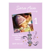 Girl purple cupcake birthday invitation (#INV 026) invitations